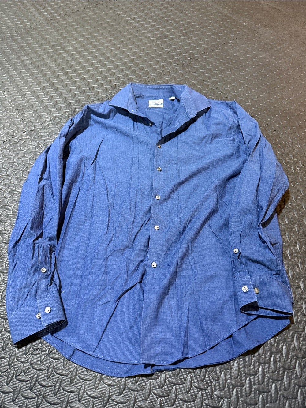Calvin Klein Blue Men's Button-Up Dress Shirt Steel + Slim Fit Stretch 17 1/2